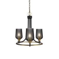 Paramount Uplight, 3 Light, Chandelier In Matte Black & Brass Finish With 5