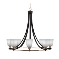 Paramount Uplight, 8 Light, Chandelier In Matte Black & Brushed Nickel Finish With 4.5