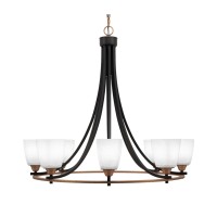 Paramount Uplight, 8 Light, Chandelier In Matte Black & Brass Finish With 4.5