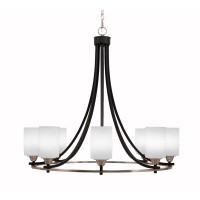 Paramount Uplight, 8 Light, Chandelier In Matte Black & Brushed Nickel Finish With 4