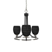 Paramount Uplight, 3 Light, Chandelier In Matte Black & Brushed Nickel Finish With 5