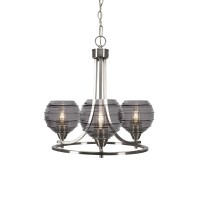 Paramount Uplight, 3 Light, Chandelier In Brushed Nickel Finish With 6