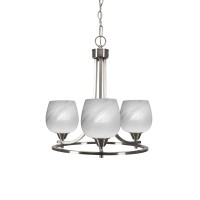 Paramount Uplight, 3 Light, Chandelier In Brushed Nickel Finish With 6