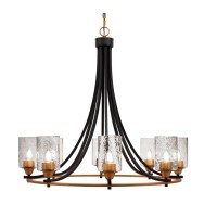 Paramount Uplight, 8 Light, Chandelier In Matte Black & Brass Finish With 4