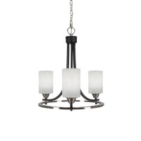 Paramount Uplight, 3 Light, Chandelier In Matte Black & Brushed Nickel Finish With 4