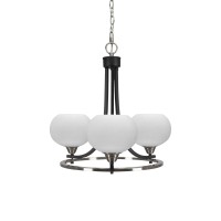 Paramount Uplight, 3 Light, Chandelier In Matte Black & Brushed Nickel Finish With 7