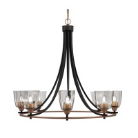 Paramount Uplight, 8 Light, Chandelier In Matte Black & Brass Finish With 4.5