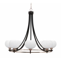 Paramount Uplight, 8 Light, Chandelier In Matte Black & Brushed Nickel Finish With 7