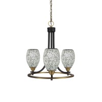 Paramount Uplight, 3 Light, Chandelier In Matte Black & Brass Finish With 5