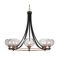 Paramount Uplight, 8 Light, Chandelier In Matte Black & Brass Finish With 7