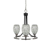 Paramount Uplight, 3 Light, Chandelier In Matte Black & Brushed Nickel Finish With 5