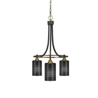 Paramount Downlight, 3 Light, Chandelier In Matte Black & Brass Finish With 4