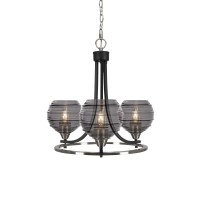 Paramount Uplight, 3 Light, Chandelier In Matte Black & Brushed Nickel Finish With 6