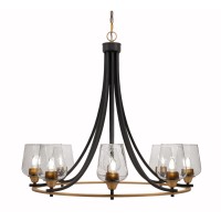 Paramount Uplight, 8 Light, Chandelier In Matte Black & Brass Finish With 5