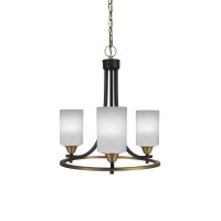 Paramount Uplight, 3 Light, Chandelier In Matte Black & Brass Finish With 4