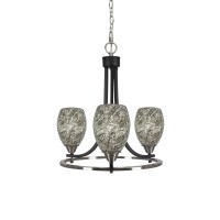 Paramount Uplight, 3 Light, Chandelier In Matte Black & Brushed Nickel Finish With 5