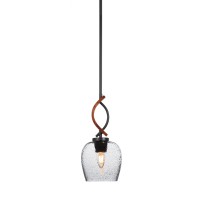 Monterey 1 Light Mini Pendant Shown In Matte Black & Painted Wood-Look Metal Finish With 6