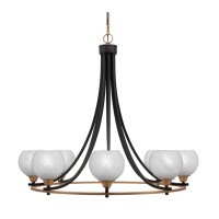 Paramount Uplight, 8 Light, Chandelier In Matte Black & Brass Finish With 5.75