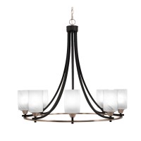 Paramount Uplight, 8 Light, Chandelier In Matte Black & Brushed Nickel Finish With 4