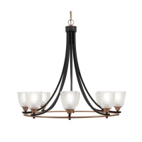 Paramount Uplight, 8 Light, Chandelier In Matte Black & Brass Finish With 5