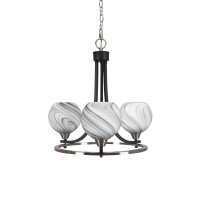 Paramount Uplight, 3 Light, Chandelier In Matte Black & Brushed Nickel Finish With 5.75