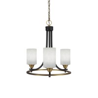 Paramount Uplight, 3 Light, Chandelier In Matte Black & Brass Finish With 4