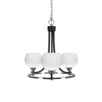 Paramount Uplight, 3 Light, Chandelier In Matte Black & Brushed Nickel Finish With 5.75