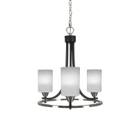 Paramount Uplight, 3 Light, Chandelier In Matte Black & Brushed Nickel Finish With 4