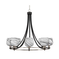 Paramount Uplight, 8 Light, Chandelier In Matte Black & Brushed Nickel Finish With 6