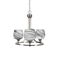 Paramount Uplight, 3 Light, Chandelier In Brushed Nickel Finish With 6