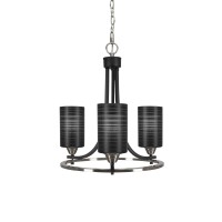 Paramount Uplight, 3 Light, Chandelier In Matte Black & Brushed Nickel Finish With 4