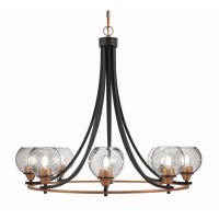 Paramount Uplight, 8 Light, Chandelier In Matte Black & Brass Finish With 5.75