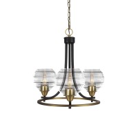 Paramount Uplight, 3 Light, Chandelier In Matte Black & Brass Finish With 6