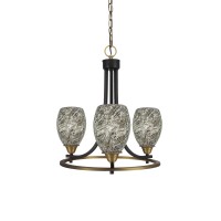 Paramount Uplight, 3 Light, Chandelier In Matte Black & Brass Finish With 5