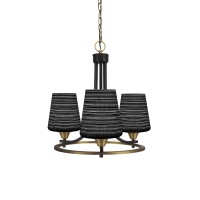 Paramount Uplight, 3 Light, Chandelier In Matte Black & Brass Finish With 6