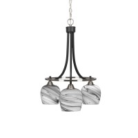 Paramount Downlight, 3 Light, Chandelier In Matte Black & Brushed Nickel Finish With 6