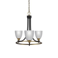 Paramount Uplight, 3 Light, Chandelier In Matte Black & Brass Finish With 5