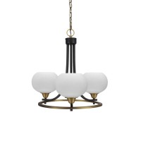 Paramount Uplight, 3 Light, Chandelier In Matte Black & Brass Finish With 7