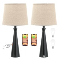 Acaxin Bedside Lamps For Bedrooms Set Of 2 Nightstand - Table Lamp For Living Room Touch, Bedroom Lamps With Usb C Port, 3-Way Dimmable Bed Side Lamp, Large End Table Lamp For Guest/Dinning/Room