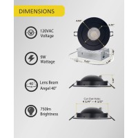 Popanu Gimbal Led Recessed Light 4 Inch Black 9W 360 Rotation Directional Adjustable Eyeball Sloped Ceiling Recessed Lighting