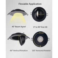 Popanu Gimbal Led Recessed Light 4 Inch Black 9W 360 Rotation Directional Adjustable Eyeball Sloped Ceiling Recessed Lighting