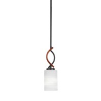 Monterey 1 Light Mini Pendant Shown In Matte Black & Painted Wood-Look Metal Finish With 4