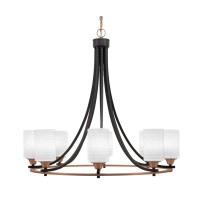 Paramount Uplight, 8 Light, Chandelier In Matte Black & Brass Finish With 4