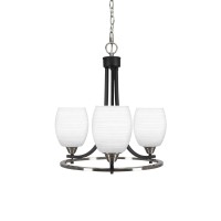 Paramount Uplight, 3 Light, Chandelier In Matte Black & Brushed Nickel Finish With 5