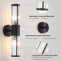 Ecobrt Bathroom Light Fixtures 2Light Matte Black Bathroom Vanity Light Modern Wall Lights For Bedroom Bath Mirror Lights With