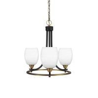 Paramount Uplight, 3 Light, Chandelier In Matte Black & Brass Finish With 5