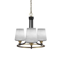 Paramount Uplight, 3 Light, Chandelier In Matte Black & Brass Finish With 6 