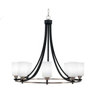 Paramount Uplight, 8 Light, Chandelier In Matte Black & Brushed Nickel Finish With 4