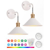 Battery Operated Wall Sconce, Wireless Wall Lights Set Of 2, 13 Rgb Colors Dimmable Battery Powered Wall Lamp Fixture With Remote Control, Memory Function, Auto Timer For Bedroom, Living Room, Hallway