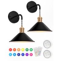 Battery Operated Wall Sconce, Wireless Wall Lights Set Of 2, 13 Rgb Colors Dimmable Battery Powered Wall Lamp Fixture With Remote Control, Memory Function, Auto Timer For Bedroom, Living Room, Hallway